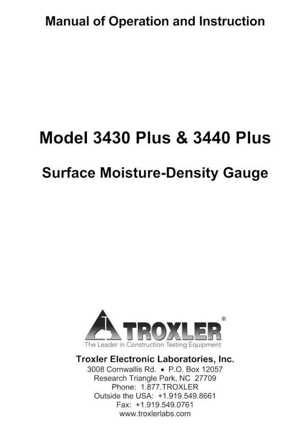 Manual for Surface Moisture-Density Gauge 3430-40plus