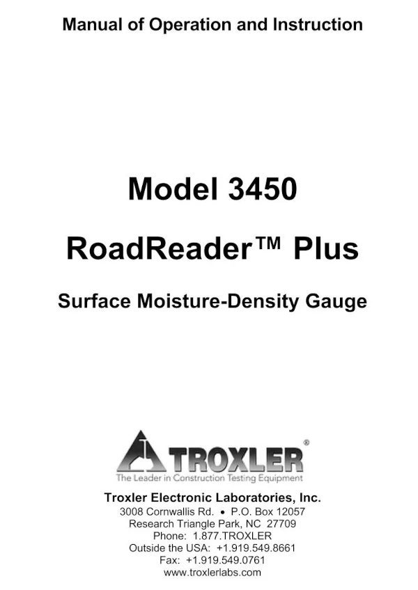 Manual for Surface Moisture-Density Gauge 3450