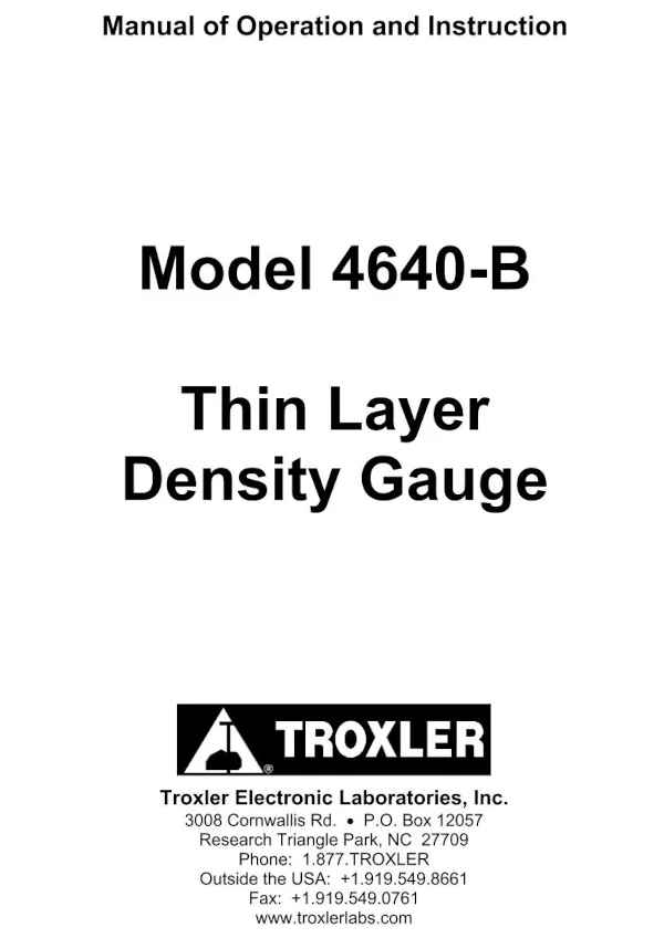 Manual for Thin Layer Density Gauge 4640b